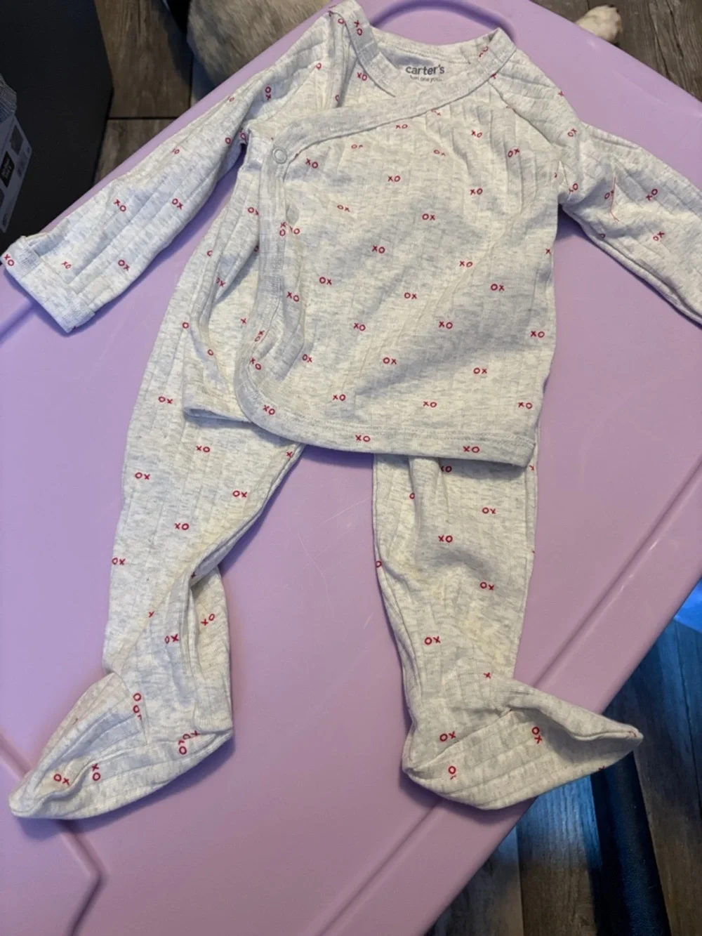 Carter's Light Gray Pajama Set with Red XO and  Gray T shirt